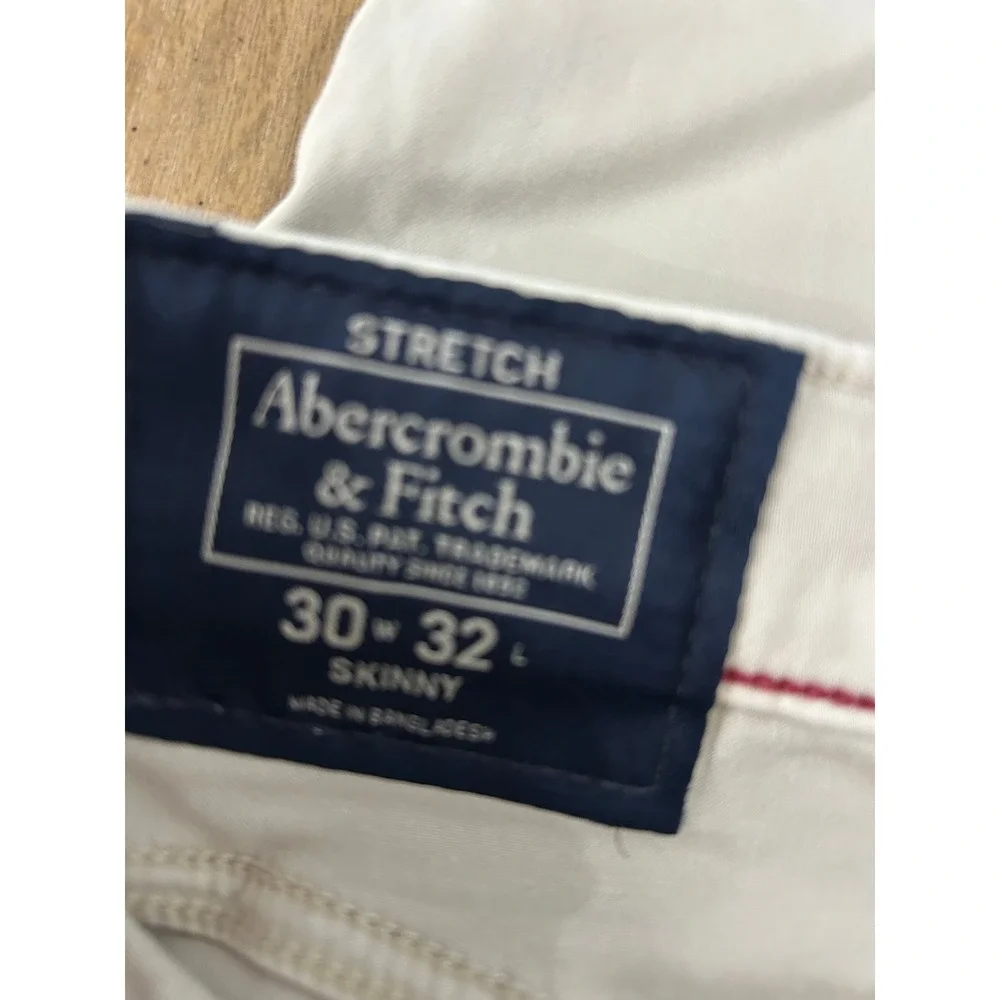 Abercrombie & Fitch Men's Skinny Stretch Khaki Pants Beige Chinos 30x32‎